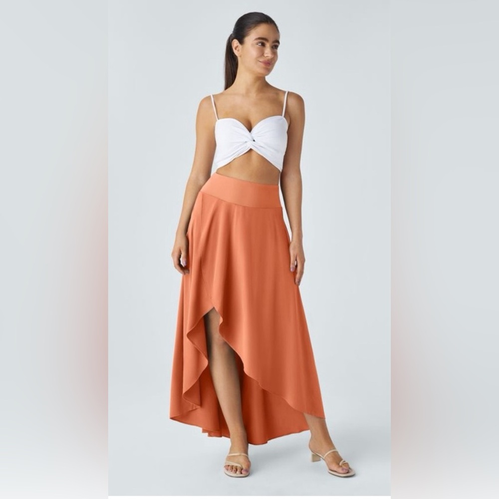 NWT Breezeful™ High Waisted Split 2-in-1 Flowy Quick Dry Maxi Casual Skirt Large